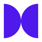 Blue abstract geometric shape formed by two opposing quarter circles creating a mirrored butterfly-like figure.