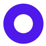 Solid blue circular ring shape resembling a donut or hollow circle.