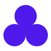 Three connected solid purple circles forming a triangular shape.