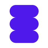 Abstract vertical stack of four rounded horizontal shapes in solid purple on white background.