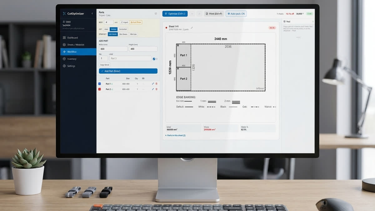 CutOptimizer Pro — Cutting layout planner, screen 2