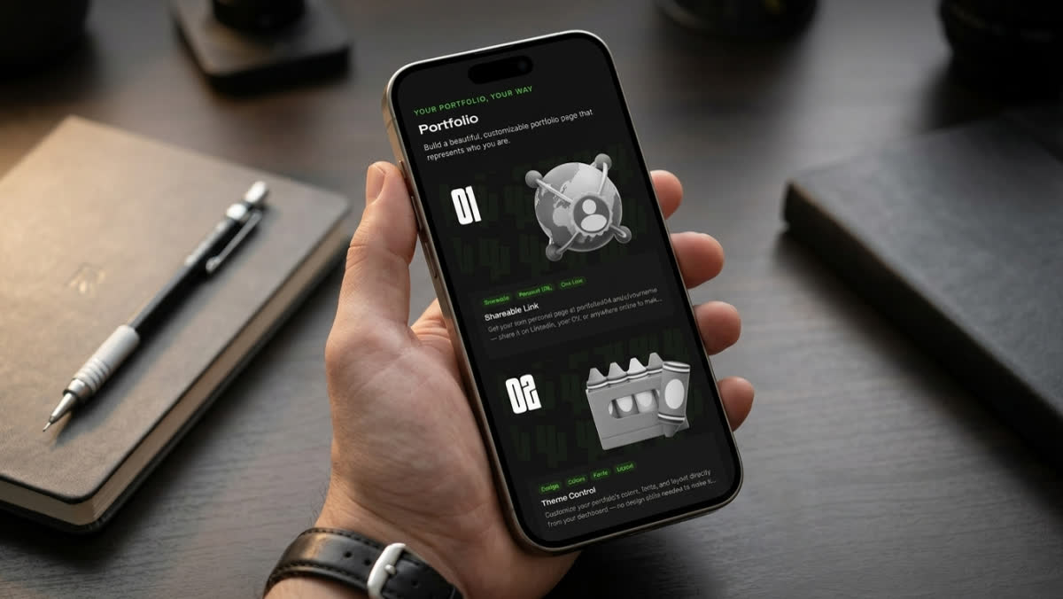 Portfolio 404 — Portfolio & resume builder, screen 2